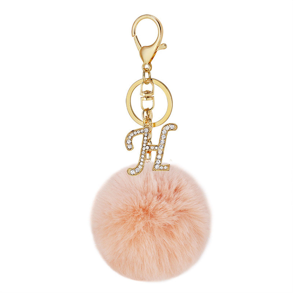 Wholesale Zinc Alloy 26 English Alphabet Hair Ball Keychain